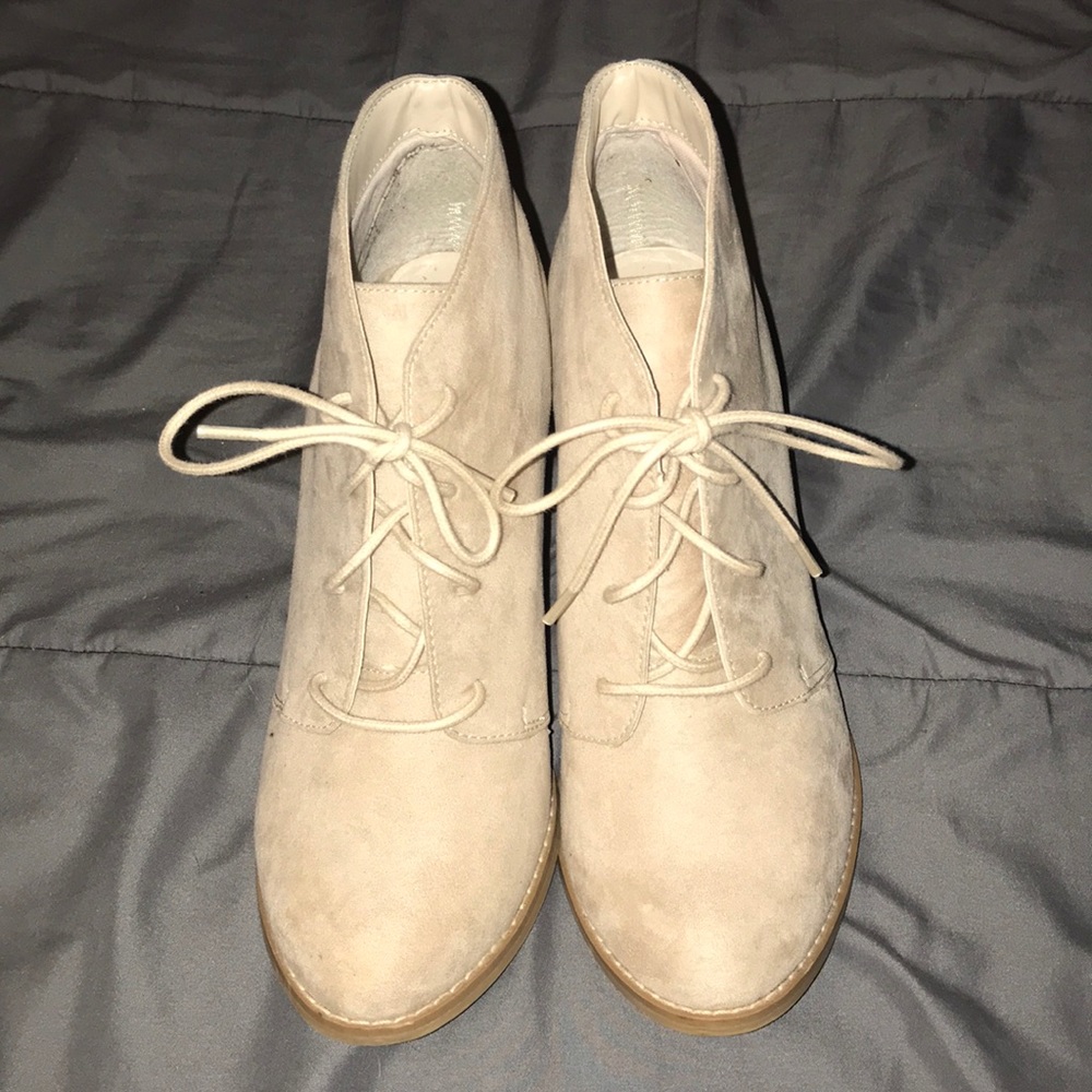 Call It Spring Nude Suede Booties Size 8.5